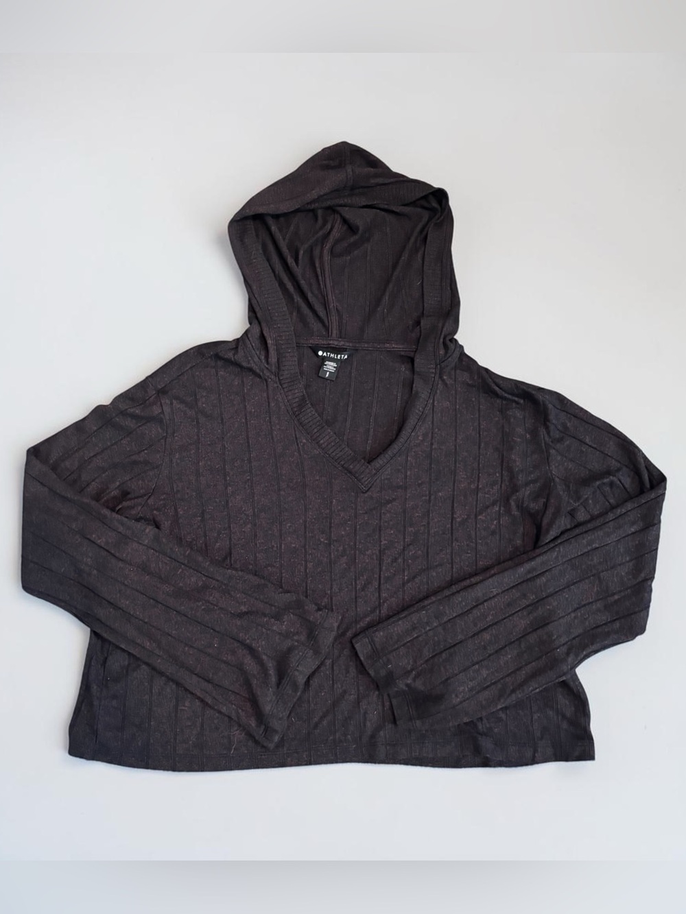 Athleta Hooded Pullover Top Womens Small Brown Orange Space Dye Long Sleeve